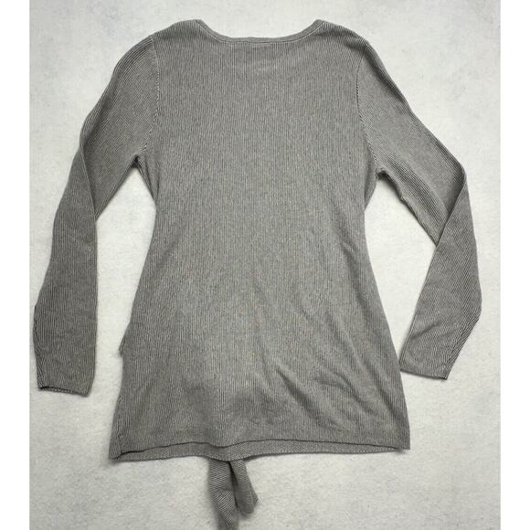 J. Jill Pure Jill Blouse Womens Small Tie Front Knit Top Long‎ Sleeves Gray - Picture 7 of 8